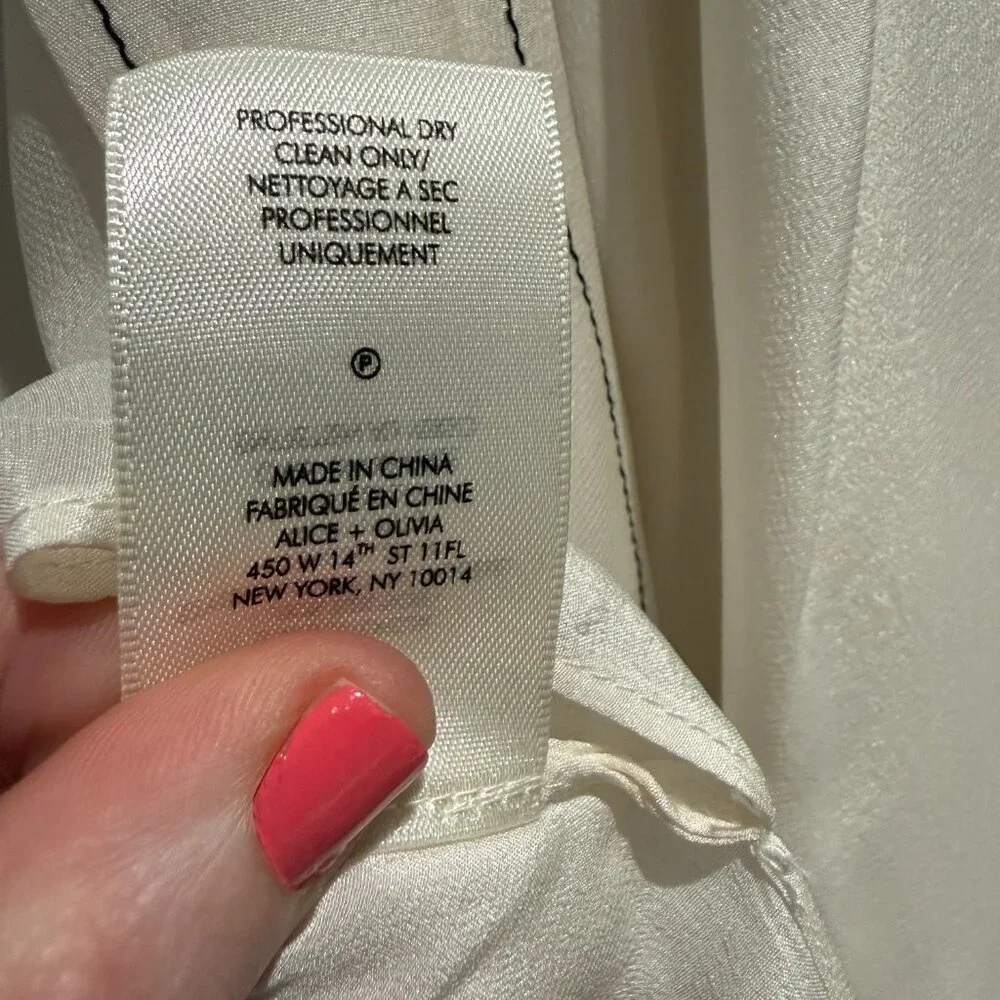 Alice + Olivia Ivory Blouse with Tie Detail - Picture 8 of 13